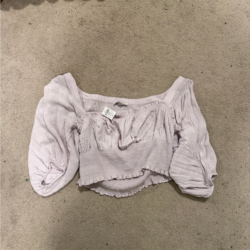 American Eagle Outfitters Light Purple Off-Shoulder Blouse